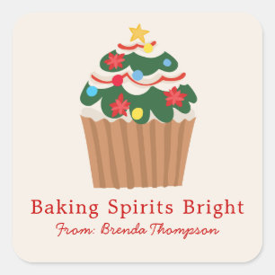 Elegant Baking Spirits Bright Modern Food Cute Square Sticker