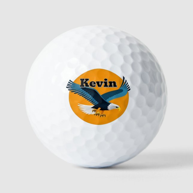 Elegant Bald Eagle Emblem Golf Balls (Front)
