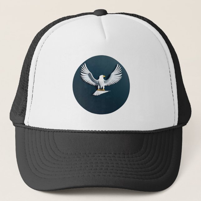 Elegant Bald Eagle Emblem Trucker Hat (Front)