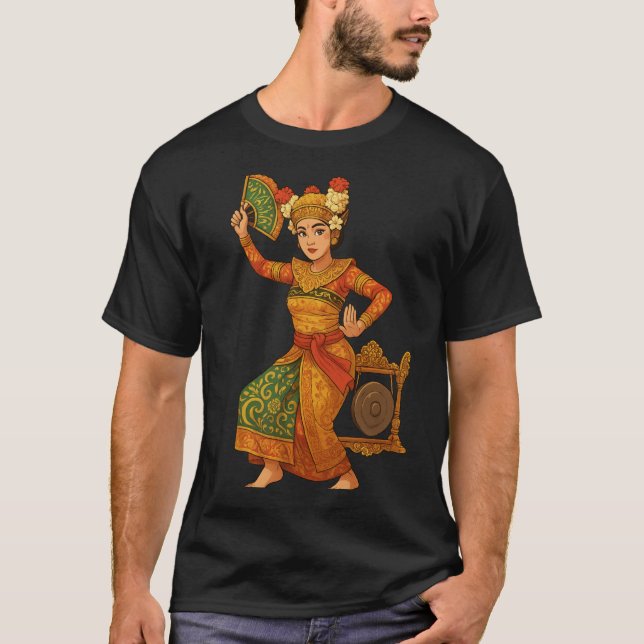 Elegant Bali Dancer – Indonesian Heritage Wear T-Shirt (Front)