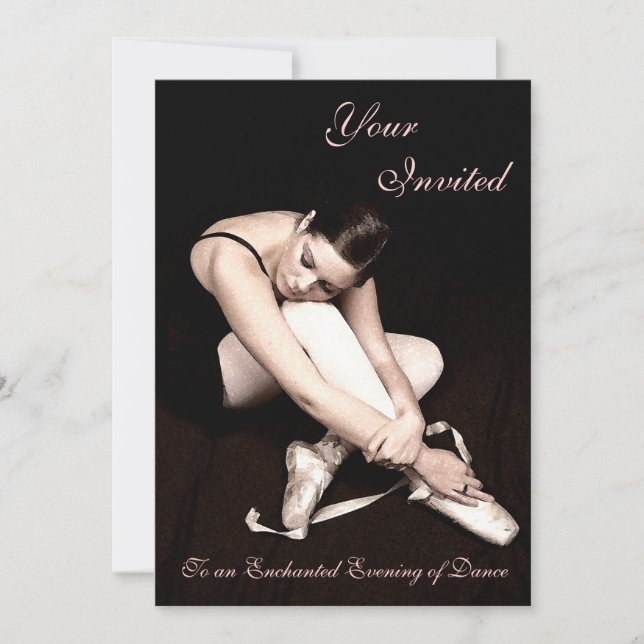 Elegant Ballerina Ballet Dance Recital Invitation (Front)