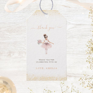 Elegant Ballerina Birthday Girl Pink Floral Favour Gift Tags