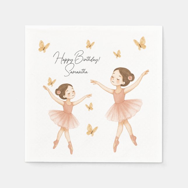 Elegant Ballerina Birthday Party Paper Napkin (Front)