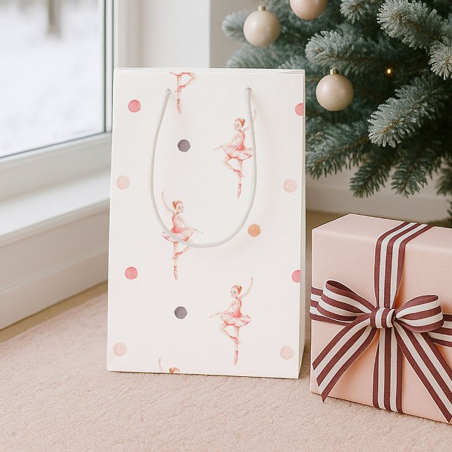 Elegant Ballerina Christmas  Medium Gift Bag (Creator Uploaded)