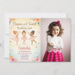 Elégant Ballerina Invitation d'anniversaire avec p
