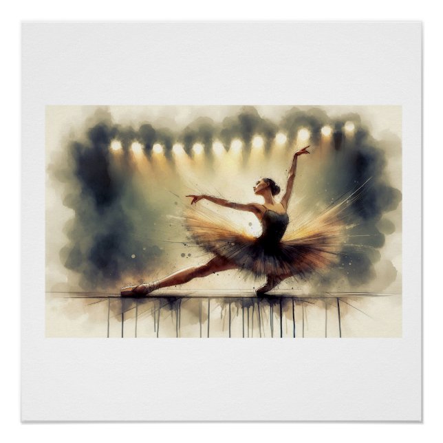 Elegant Ballet Dancer on Stage,  Poster (Front)