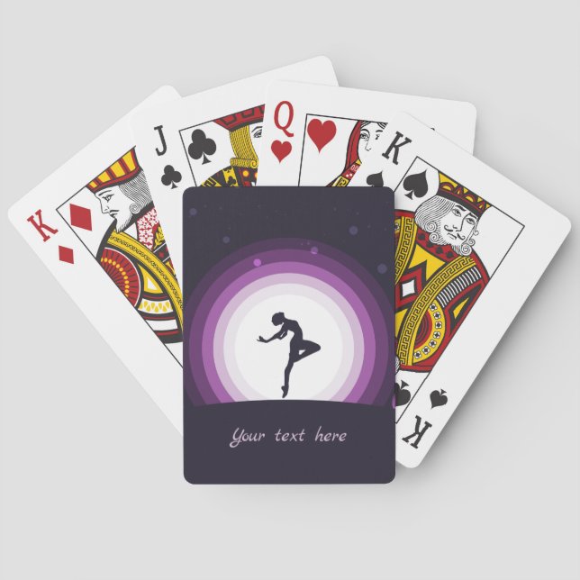 Elegant Ballet Dancer Purple Lights Personalize Playing Cards (Back)