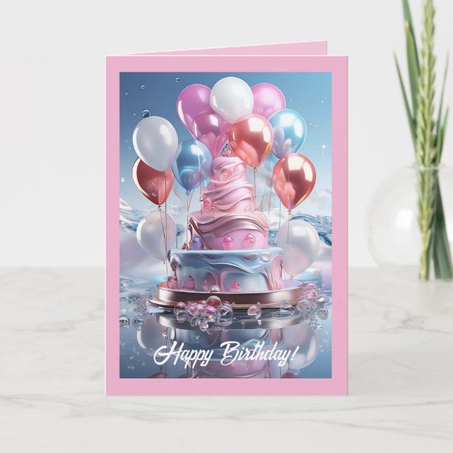 Elegant Balloons Birthday Card (Front)