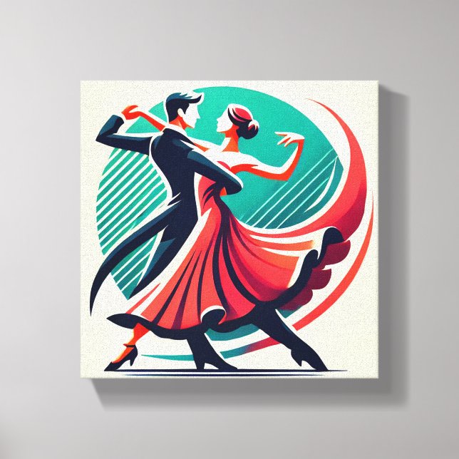 Elegant Ballroom Dance – Stylized Art Poster  Canvas Print (Front)