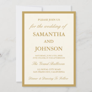 Elegant Ballroom Vintage Ivory Formal Wedding Invitation