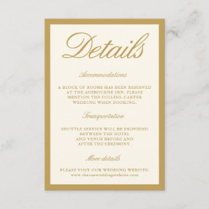 Elegant Ballroom Vintage Ivory Wedding Details Enclosure Card