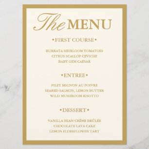 Elegant Ballroom Vintage Ivory Wedding Menu Card