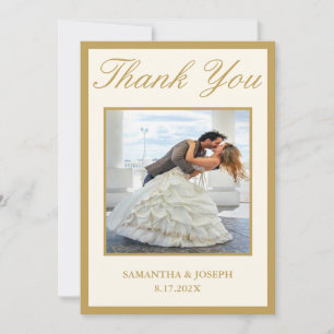 Elegant Ballroom Vintage Ivory Wedding Photo Thank You Card