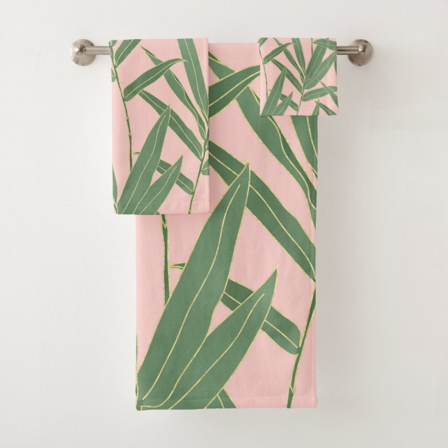 Elegant bamboo foliage design bath towel set (Insitu)