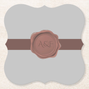 Elegant Band and Seal Monogram Paper Coaster