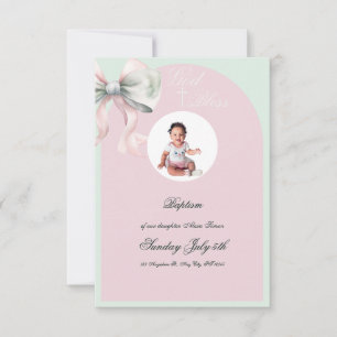 Élégant Baptême de mât rose pour bébé fille RSVP