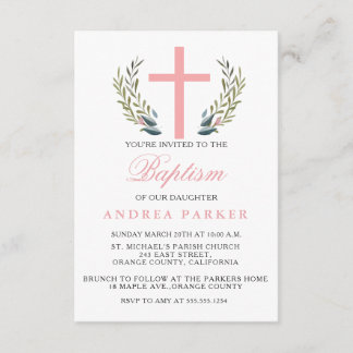Élégant Baptême rose / Invitation Christening