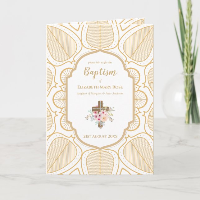 Elegant Baptism Christening Invitation and Program (Front)