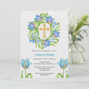 Elegant Baptism Floral Invitation
