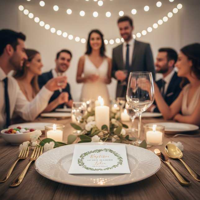 Elegant Baptism Napkins – Olive Wreath Design (Creator Uploaded)