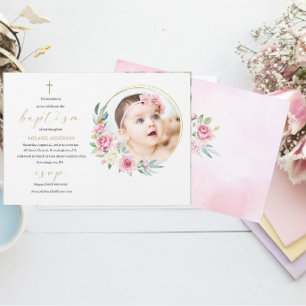 Elegant Baptism Religious event custom photo Invit Invitation
