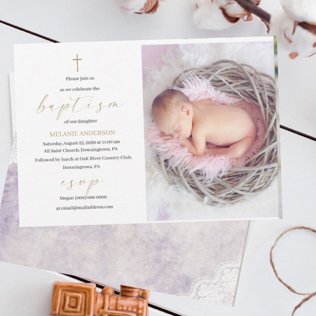 Elegant Baptism Religious event custom photo Invit Invitation (Creator Uploaded)