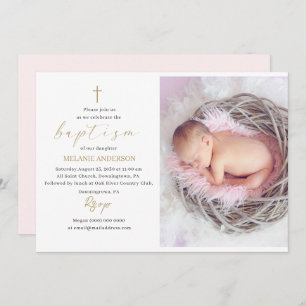 Elegant Baptism Religious event custom photo Invitation