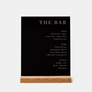 Elegant Bar Menu Design Acrylic Sign