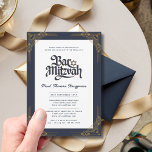 Elegant BAR MITZVAH Quality Navy Gold Modern Invitation<br><div class="desc">This modern  Bar Mitzvah Invitation can be clear or frosted,  rectangle or arch shaped as desired to suit your needs. You can change the colour of the text in design tools. Also available in acrylic clear plastic. View the collection to view all options.</div>