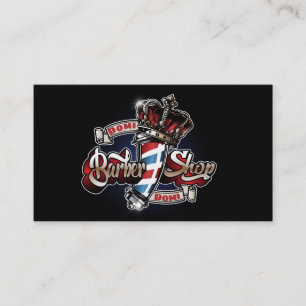 Elegant Barber Pole and Crown 2 Personalize Business Card