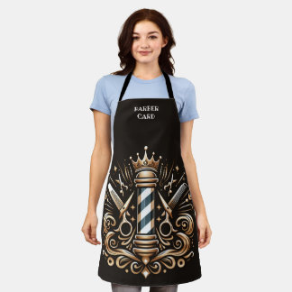 Elegant Barber Pole and Crown Logo Personalize Apr Apron