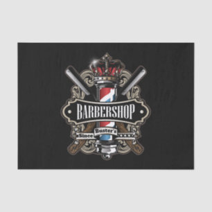 Elegant Barber Pole and Crown Logo Personalize Tissue Paper