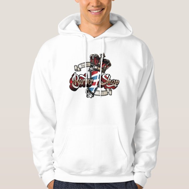 Elegant Barber Pole and Crown Personalize  Hoodie (Front)