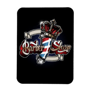 Elegant Barber Pole and Crown Personalize Magnet