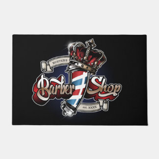 Elegant Barbershop Crown Personalize 24" x 36" Doormat