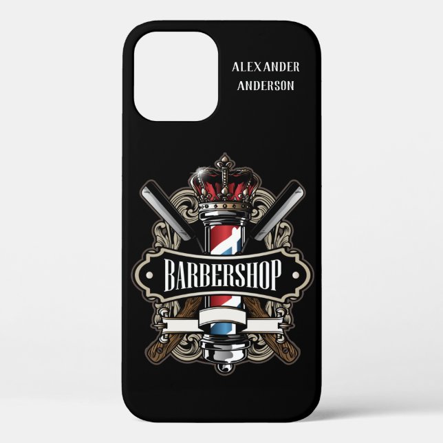 Élégant Barbershop Logo Coque-Mate coque iphone (Verso)