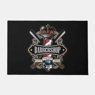 Elegant Barbershop Logo Personalize 24" x 36" Doormat