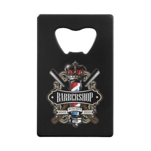 Elegant Barbershop Logo Personalize Credit Card Bottle Opener