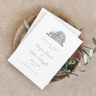Elegant Barn Black and White Rustic Wedding Save The Date