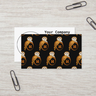 Elegant Barn Owl Monogram Business Card