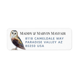 Elegant Barn Owl Return Address Label