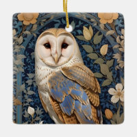 Elegant Barn Owl William Morris Inspired Floral