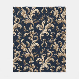 Elegant Baroque and Damask Decor: Vintage Ornate Fleece Blanket