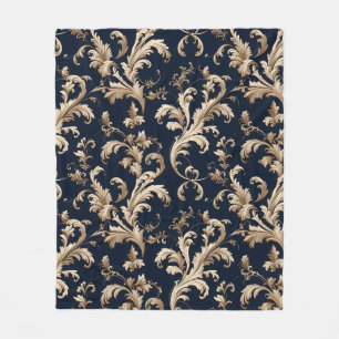 Elegant Baroque and Damask Decor: Vintage Ornate Fleece Blanket