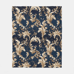 Elegant Baroque and Damask Decor: Vintage Ornate Fleece Blanket