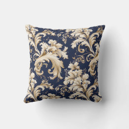 Elegant Baroque and Damask Decor: Vintage Ornate Throw Pillow