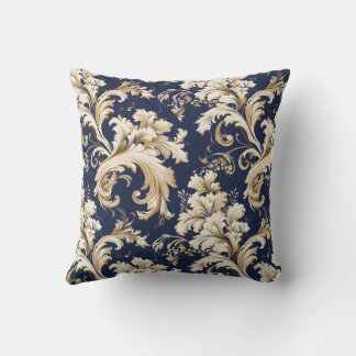 Elegant Baroque and Damask Decor: Vintage Ornate Throw Pillow