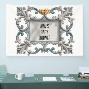 Elegant Baroque Baby Boy Shower Banner