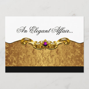 Elegant Baroque Black Tie Event (gold/amethyst) Invitation