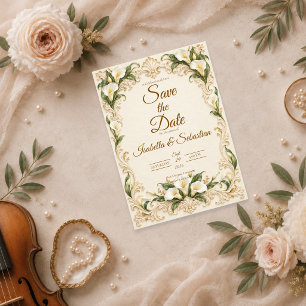 Elegant Baroque Calla Lily Wedding Save The Date